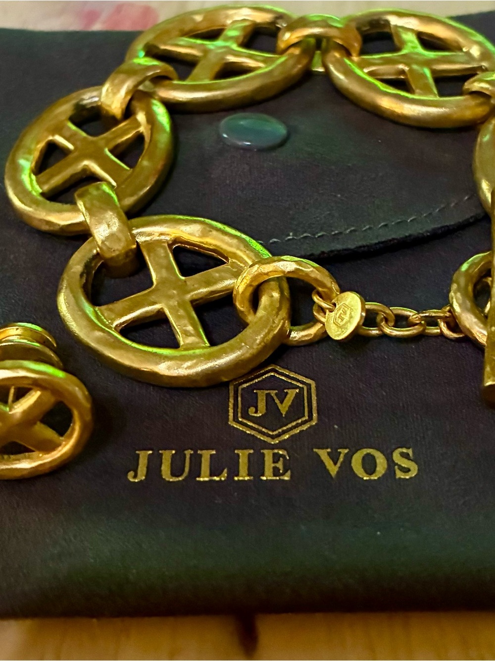 Julie Vos Gold Avalon Linked Bracelet and Earrings Set